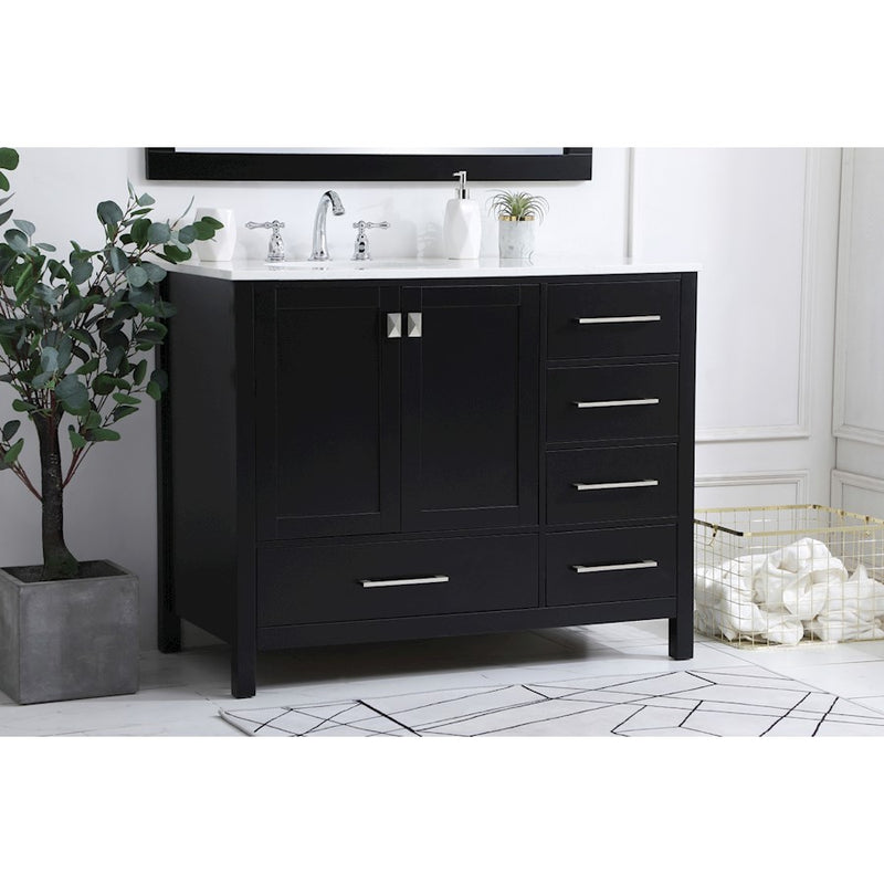 Elegant Kitchen/Bath Irene 42" Single Bathroom Vanity, Black