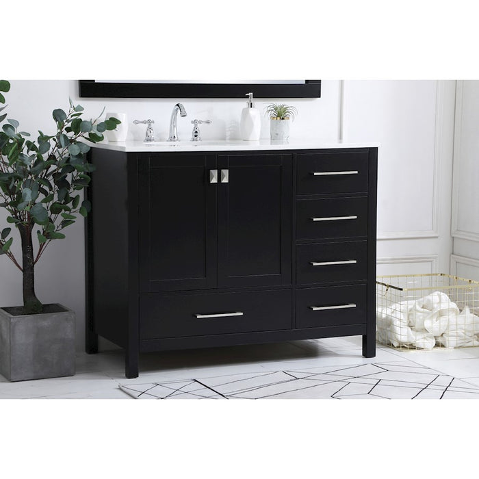 Elegant Kitchen/Bath Irene 42" Single Bathroom Vanity, Black