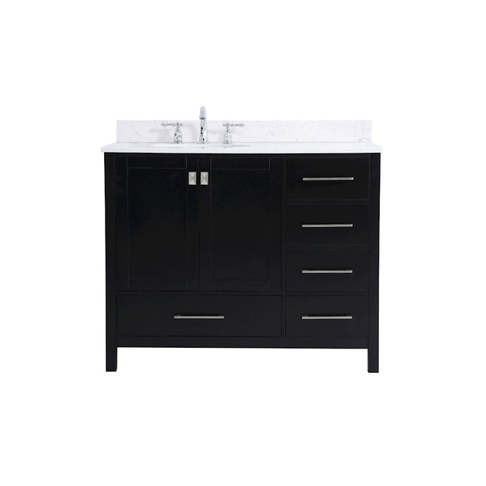 Elegant Irene 42" Single Bathroom Vanity, Black/Backsplash - VF18842BK-BS