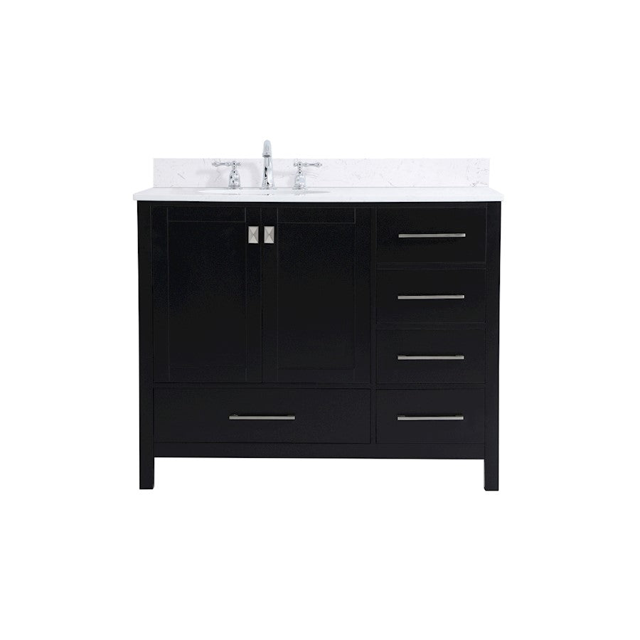Elegant Irene 42" Single Bathroom Vanity, Black/Backsplash - VF18842BK-BS