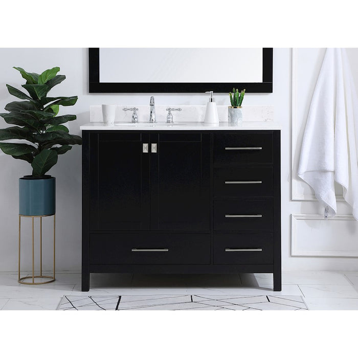 Elegant Irene 42" Single Bathroom Vanity, Black/Backsplash