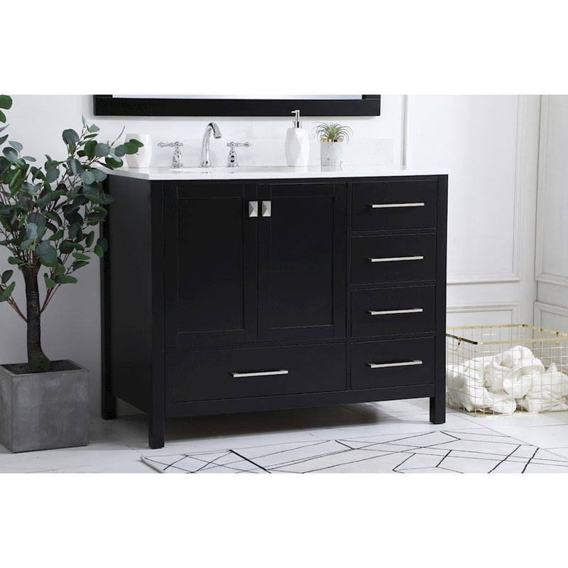Elegant Irene 42" Single Bathroom Vanity, Black/Backsplash