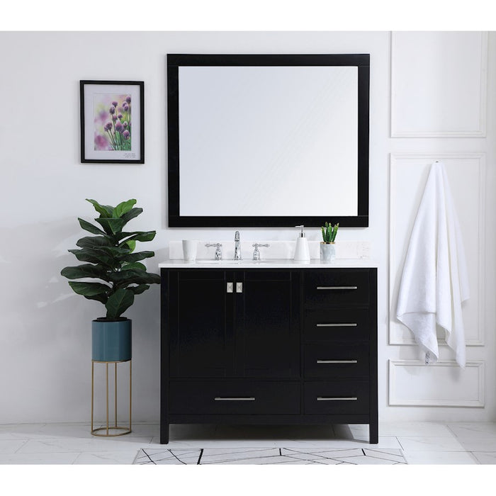 Elegant Irene 42" Single Bathroom Vanity, Black/Backsplash