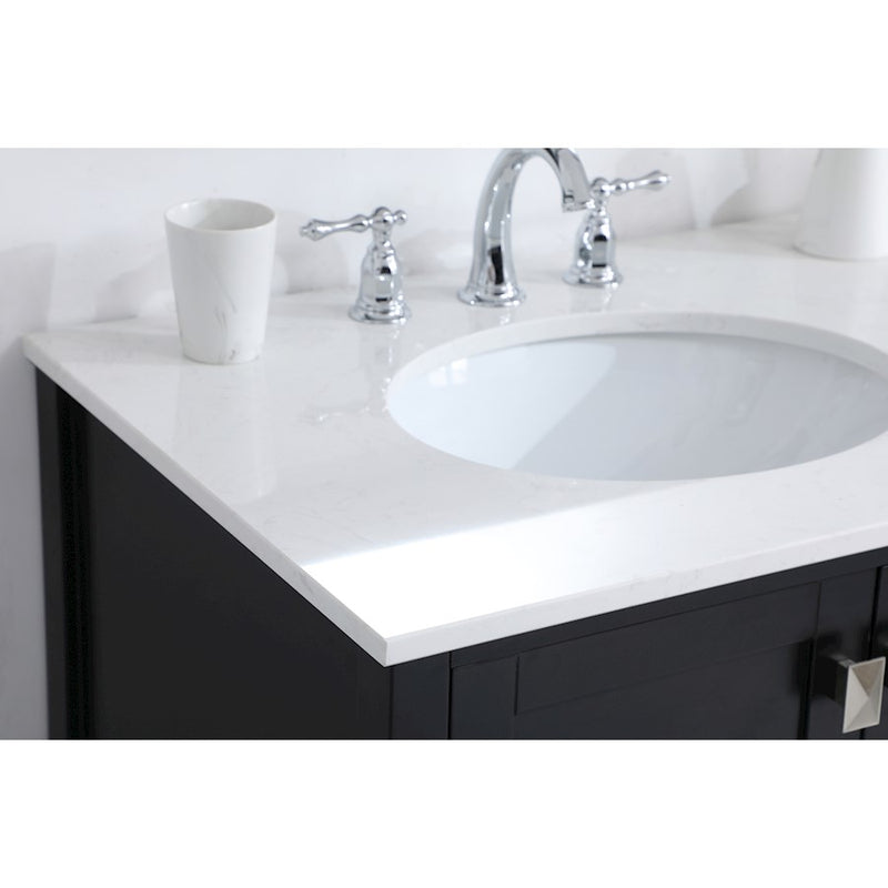 Elegant Irene 42" Single Bathroom Vanity, Black/Backsplash
