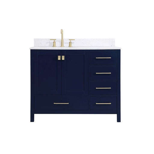 Elegant Irene 42" Single Bathroom Vanity, Blue/Backsplash - VF18842BL-BS
