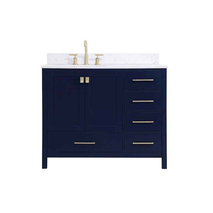 Elegant Irene 42" Single Bathroom Vanity, Blue/Backsplash - VF18842BL-BS