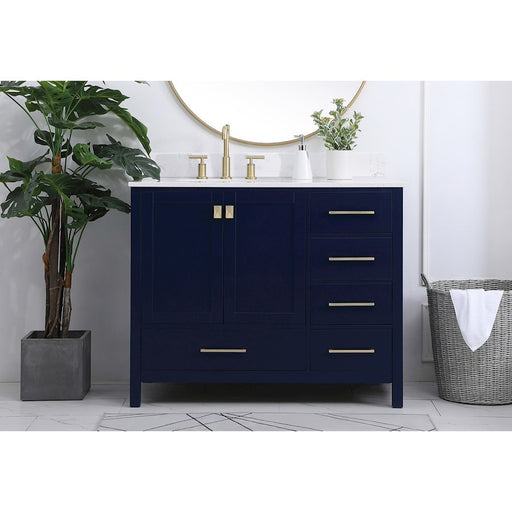Elegant Irene 42" Single Bathroom Vanity, Blue/Backsplash
