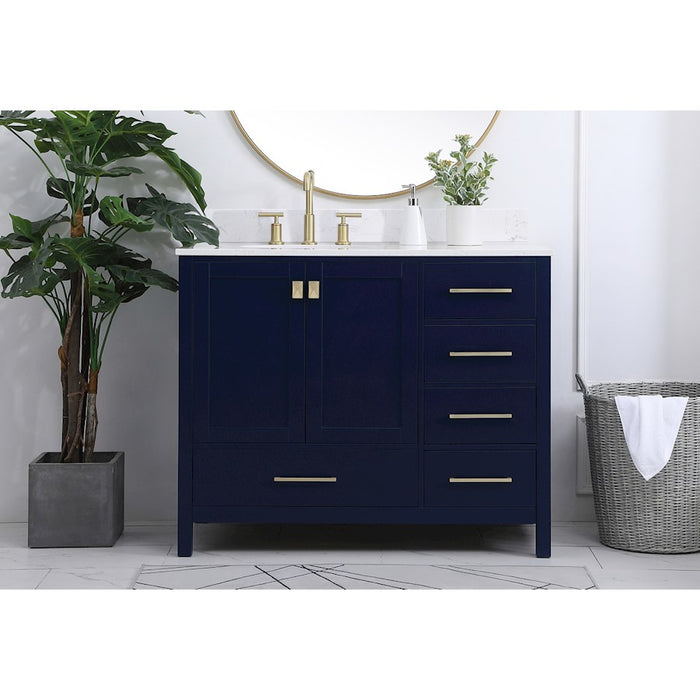 Elegant Irene 42" Single Bathroom Vanity, Blue/Backsplash