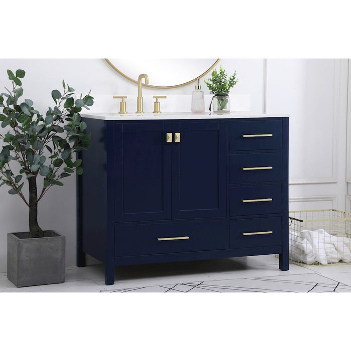 Elegant Irene 42" Single Bathroom Vanity, Blue/Backsplash