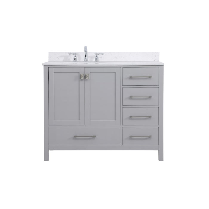 Elegant Irene 42" Single Bathroom Vanity, Gray/Backsplash - VF18842GR-BS