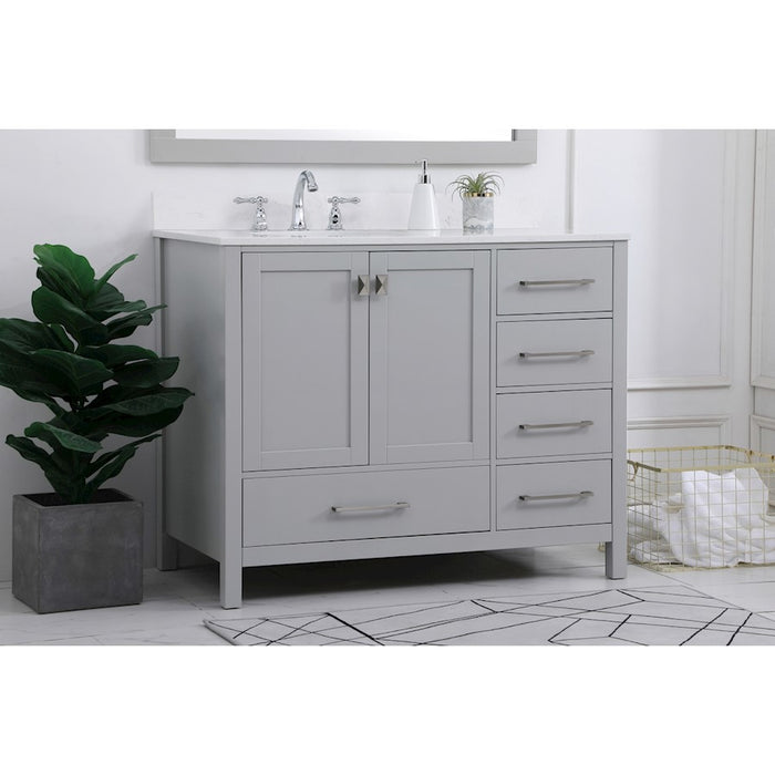 Elegant Irene 42" Single Bathroom Vanity, Gray/Backsplash