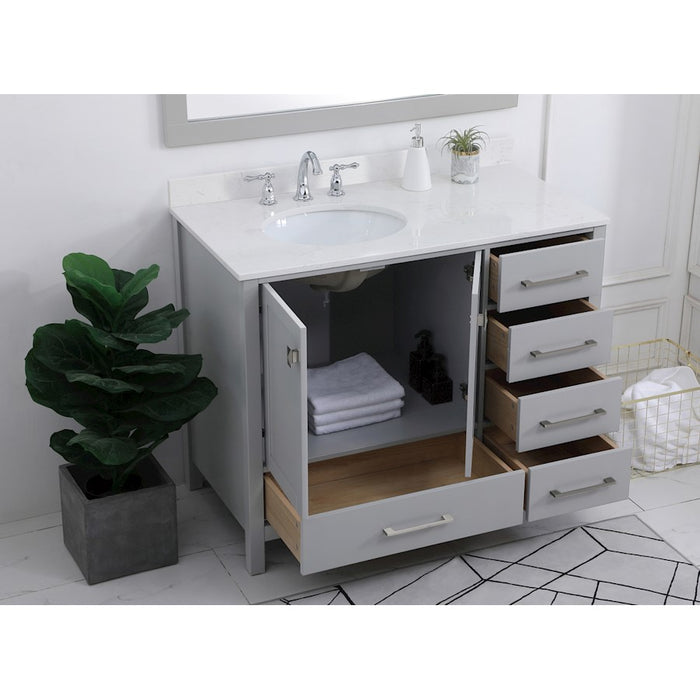 Elegant Irene 42" Single Bathroom Vanity, Gray/Backsplash