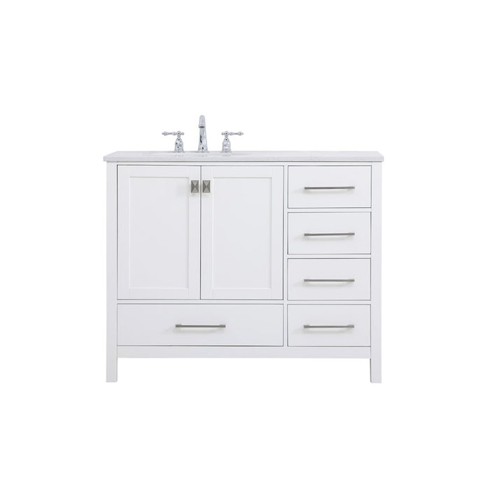 Elegant Kitchen/Bath Irene 42" Single Bathroom Vanity, White - VF18842WH