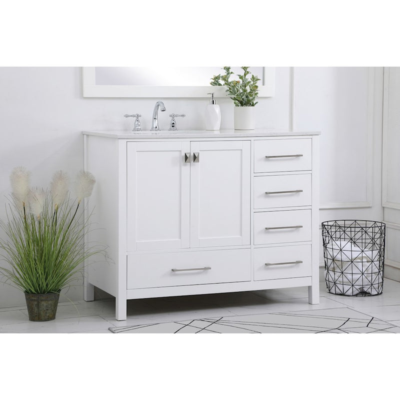 Elegant Kitchen/Bath Irene 42" Single Bathroom Vanity, White