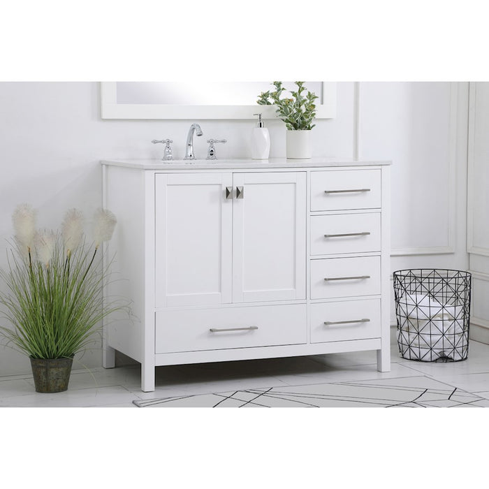 Elegant Kitchen/Bath Irene 42" Single Bathroom Vanity, White