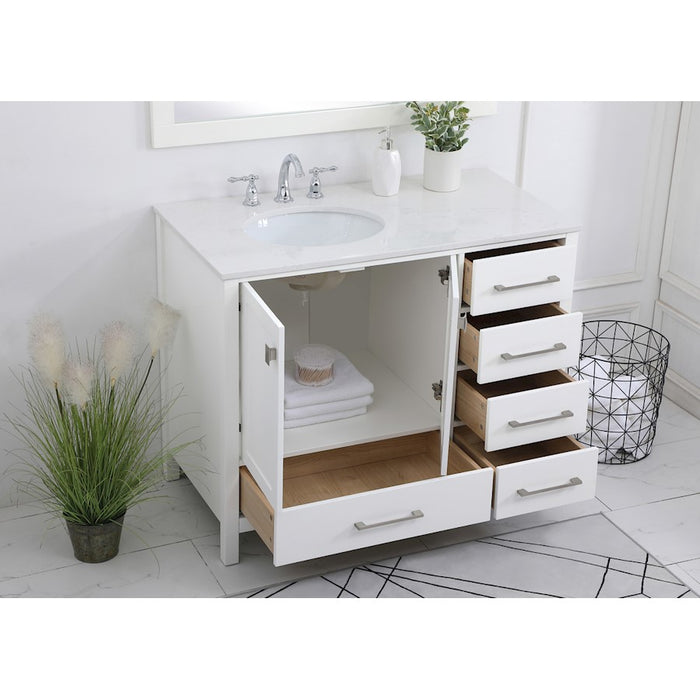 Elegant Kitchen/Bath Irene 42" Single Bathroom Vanity, White