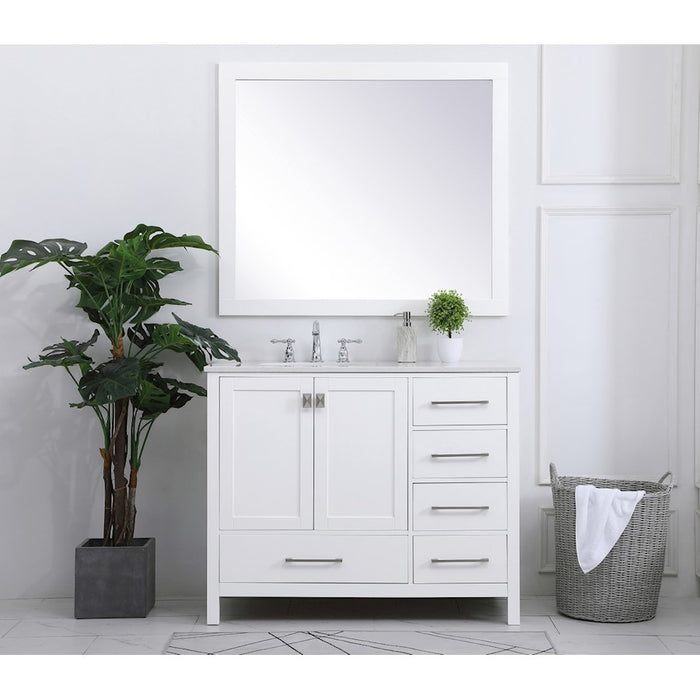 Elegant Kitchen/Bath Irene 42" Single Bathroom Vanity, White