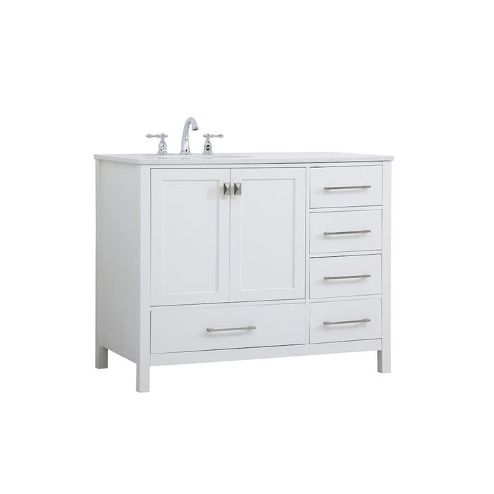 Elegant Kitchen/Bath Irene 42" Single Bathroom Vanity, White