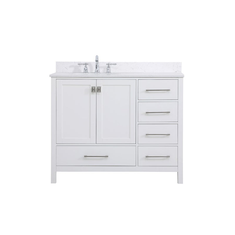 Elegant Irene 42" Single Bathroom Vanity, White/Backsplash - VF18842WH-BS