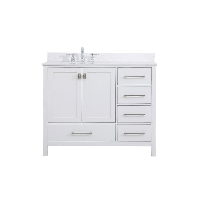 Elegant Irene 42" Single Bathroom Vanity, White/Backsplash - VF18842WH-BS
