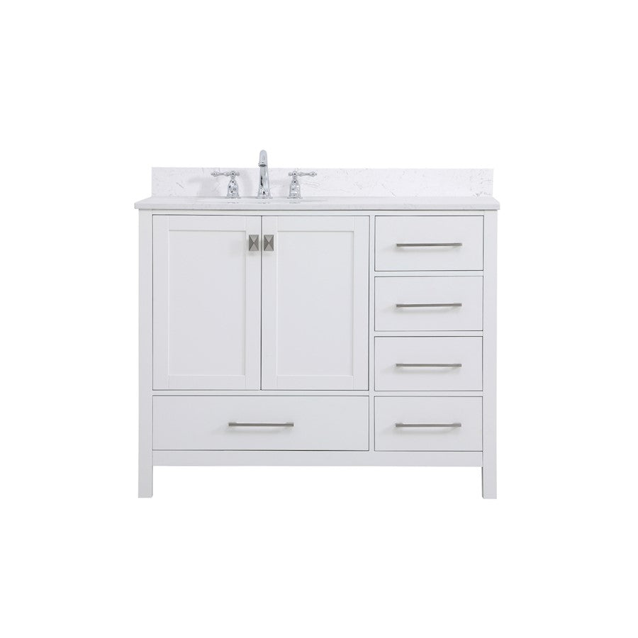 Elegant Irene 42" Single Bathroom Vanity, White/Backsplash - VF18842WH-BS
