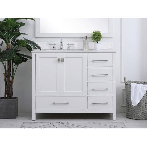 Elegant Irene 42" Single Bathroom Vanity, White/Backsplash