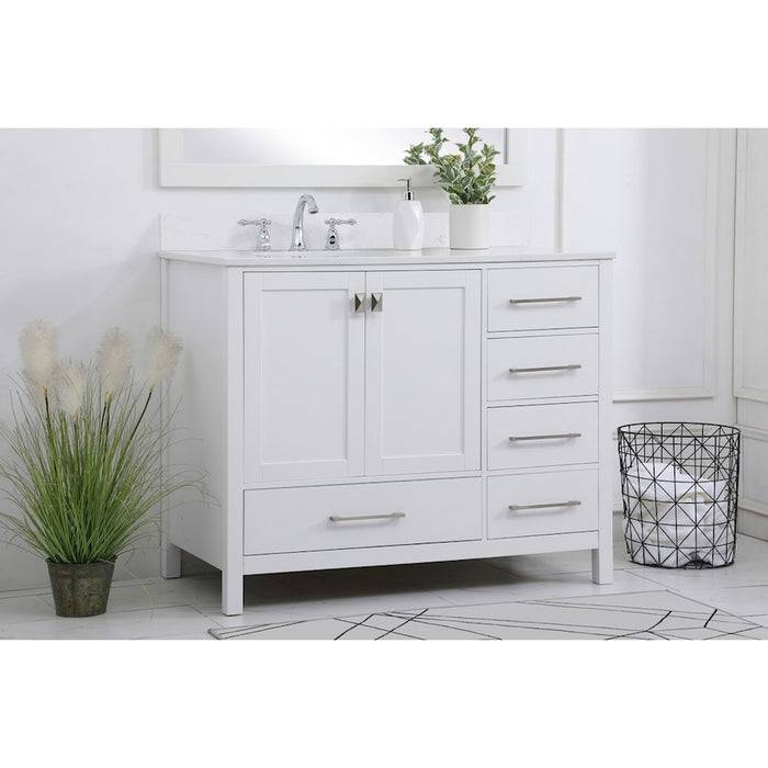 Elegant Irene 42" Single Bathroom Vanity, White/Backsplash