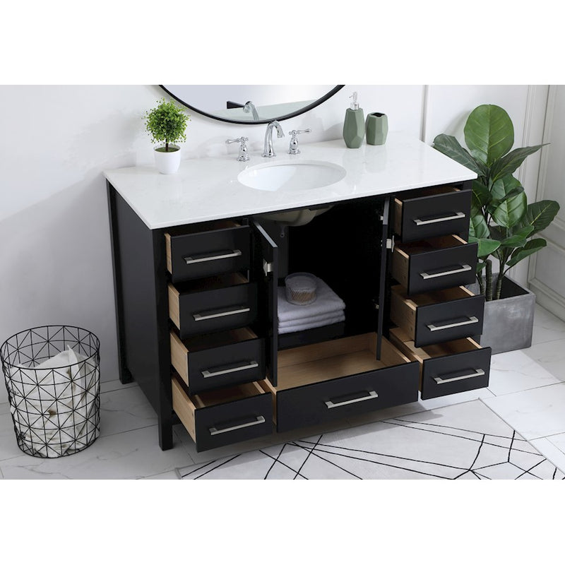 Elegant Kitchen/Bath Irene 48" Single Bathroom Vanity, Black