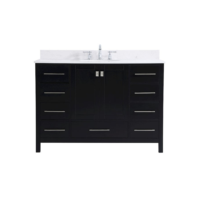 Elegant Irene 48" Single Bathroom Vanity, Black/Backsplash - VF18848BK-BS