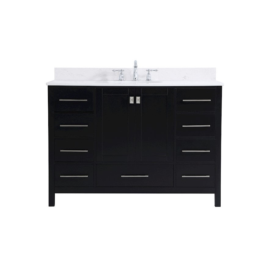 Elegant Irene 48" Single Bathroom Vanity, Black/Backsplash - VF18848BK-BS