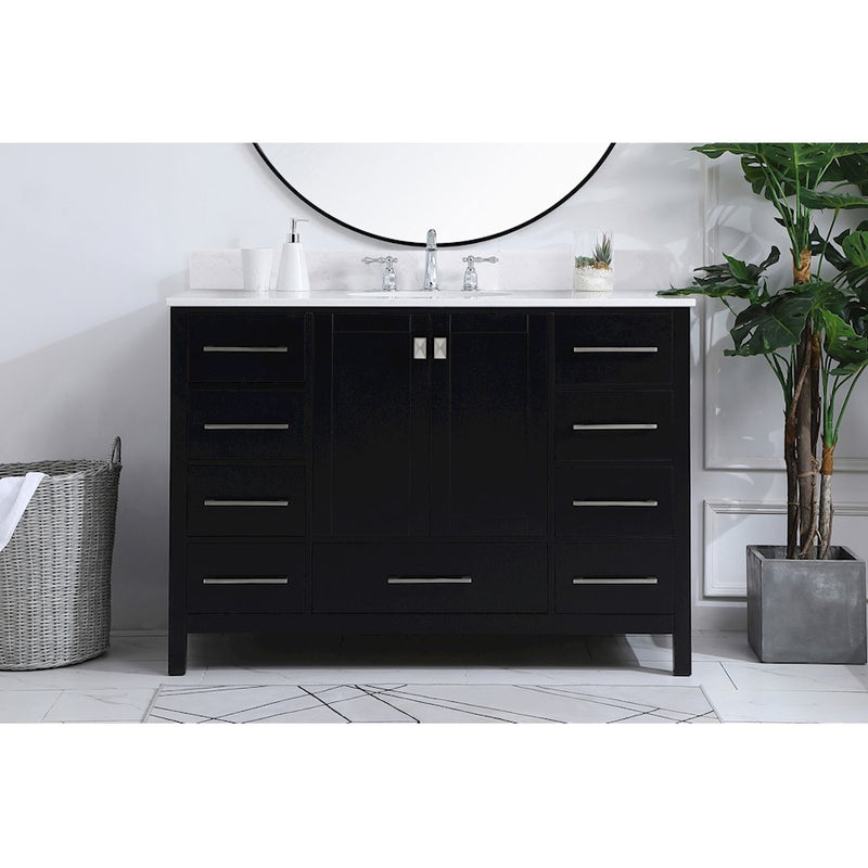 Elegant Irene 48" Single Bathroom Vanity, Black/Backsplash