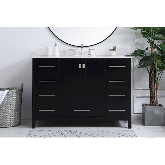 Elegant Irene 48" Single Bathroom Vanity, Black/Backsplash