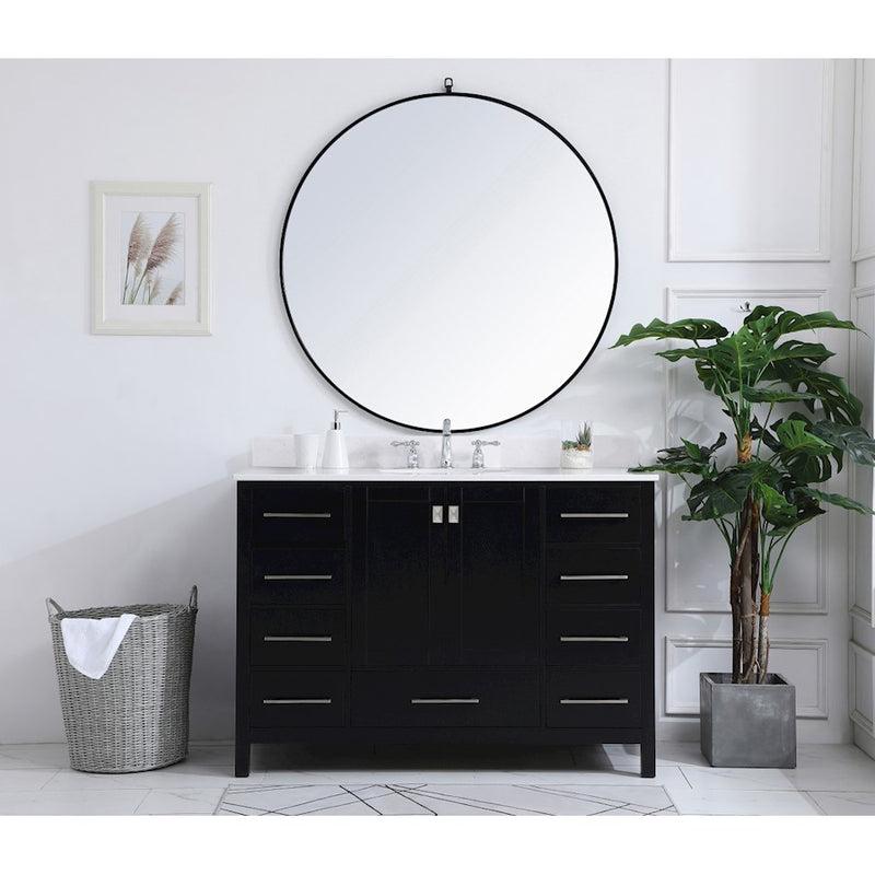 Elegant Irene 48" Single Bathroom Vanity, Black/Backsplash