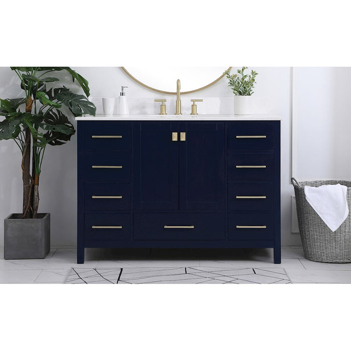 Elegant Irene 48" Single Bathroom Vanity, Blue/Backsplash