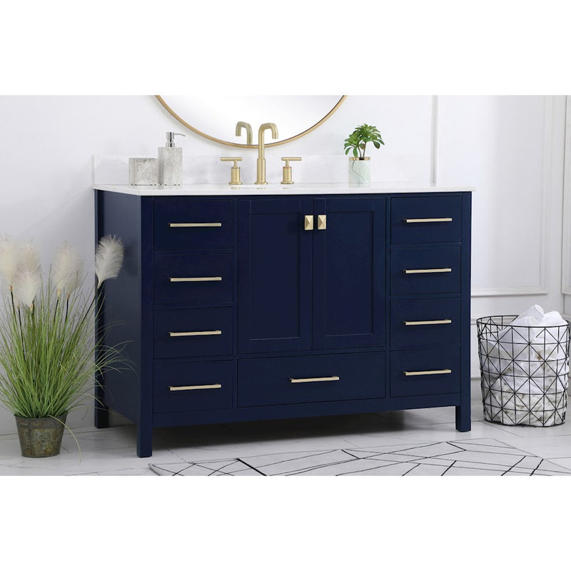 Elegant Irene 48" Single Bathroom Vanity, Blue/Backsplash