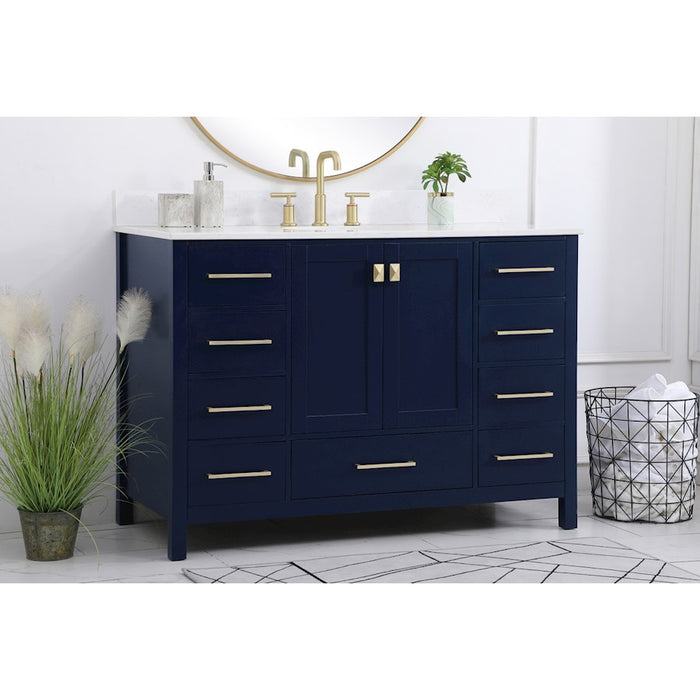 Elegant Irene 48" Single Bathroom Vanity, Blue/Backsplash