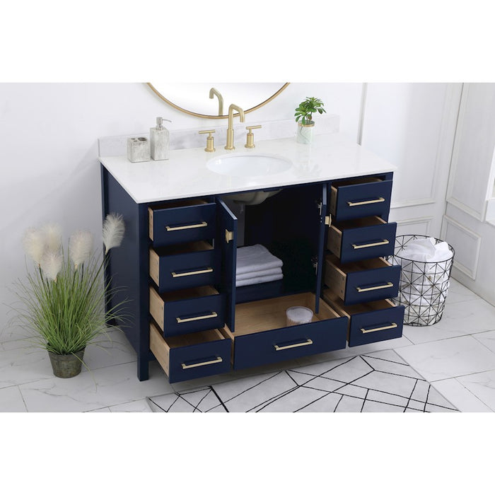 Elegant Irene 48" Single Bathroom Vanity, Blue/Backsplash