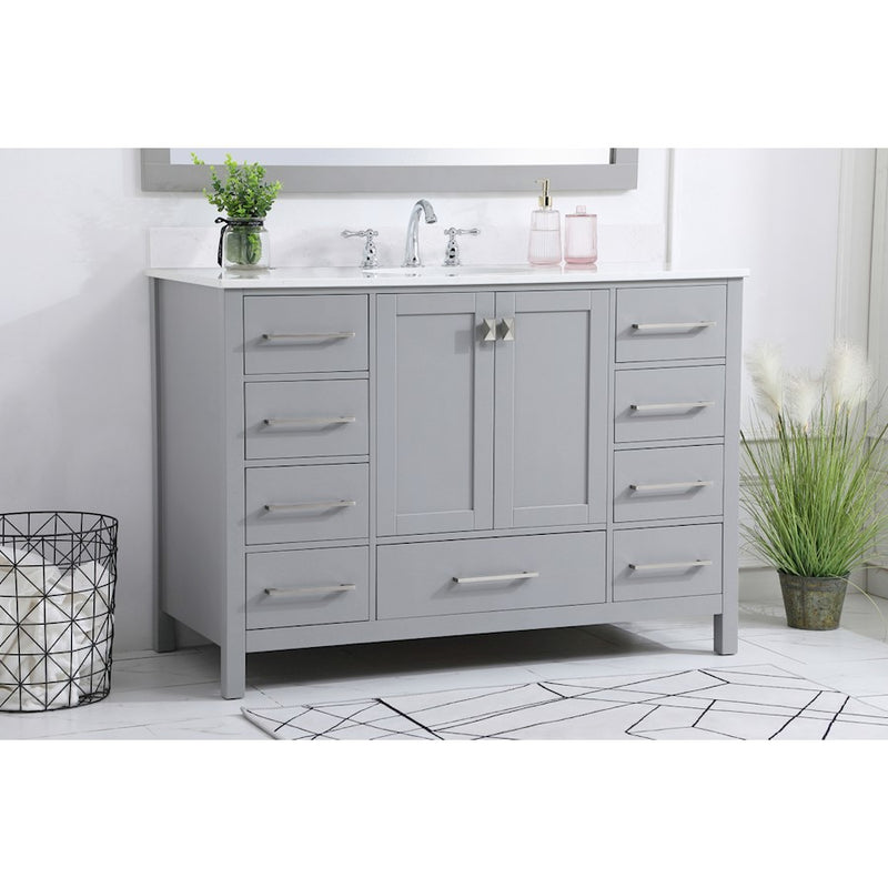 Elegant Irene 48" Single Bathroom Vanity, Gray/Backsplash