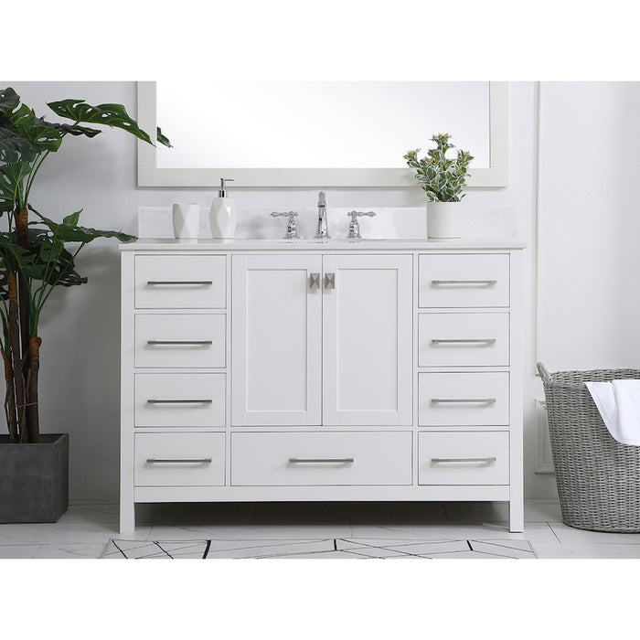 Elegant Irene 48" Single Bathroom Vanity, White/Backsplash