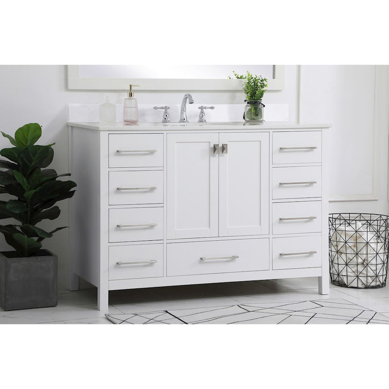Elegant Irene 48" Single Bathroom Vanity, White/Backsplash