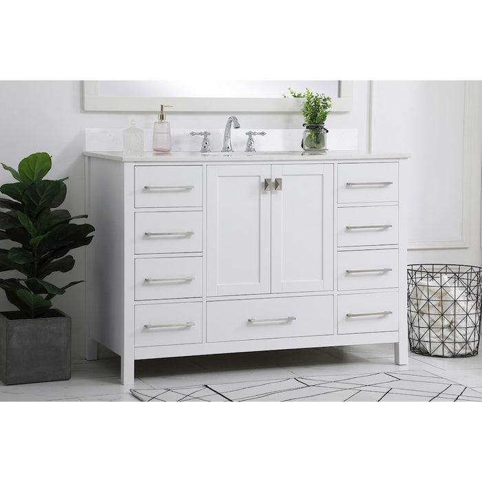 Elegant Irene 48" Single Bathroom Vanity, White/Backsplash