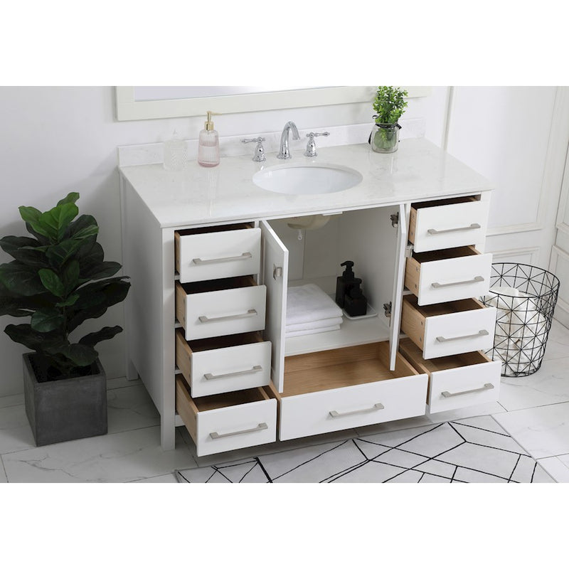 Elegant Irene 48" Single Bathroom Vanity, White/Backsplash