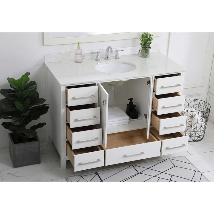 Elegant Irene 48" Single Bathroom Vanity, White/Backsplash