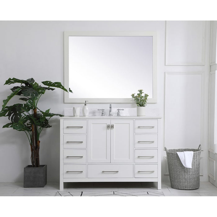 Elegant Irene 48" Single Bathroom Vanity, White/Backsplash