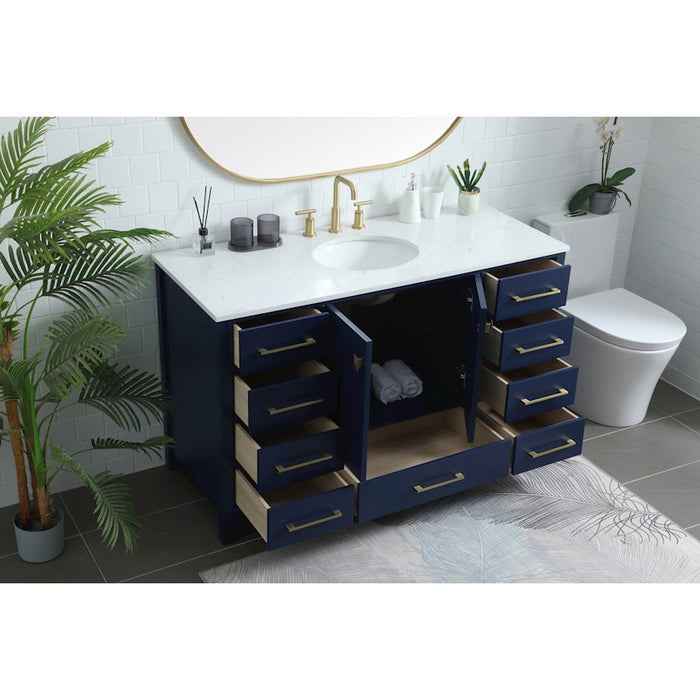 Elegant Lighting Irene 54" Single Vanity Sink, Blue