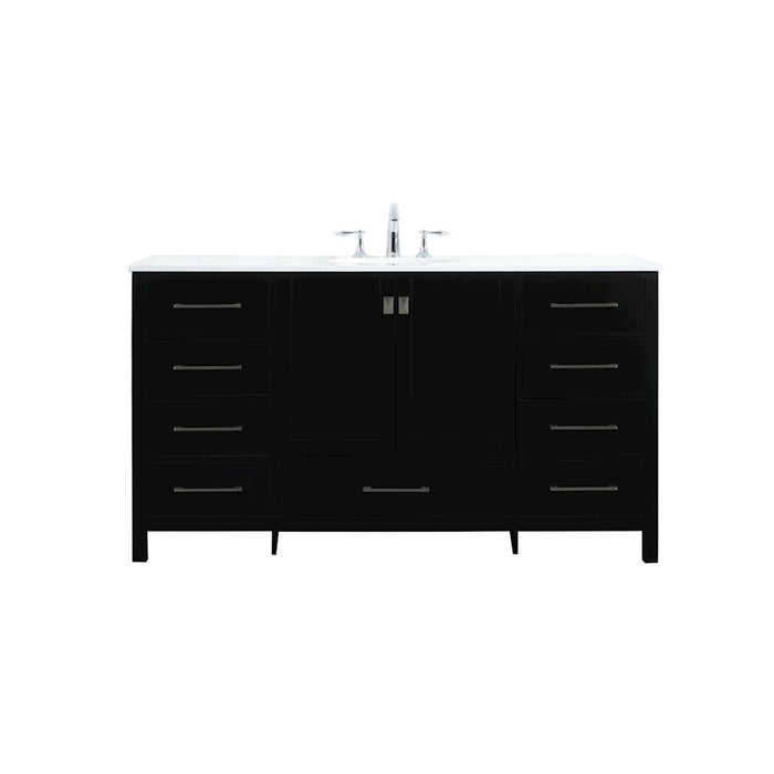 Elegant Kitchen/Bath Irene 60" Single Bathroom Vanity, Black - VF18860BK