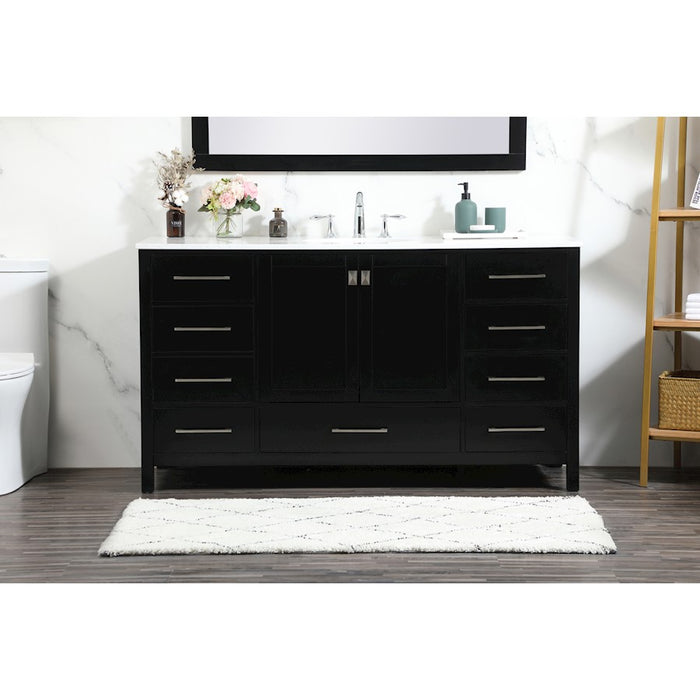 Elegant Kitchen/Bath Irene 60" Single Bathroom Vanity, Black