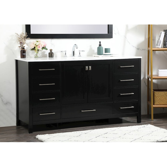 Elegant Kitchen/Bath Irene 60" Single Bathroom Vanity, Black