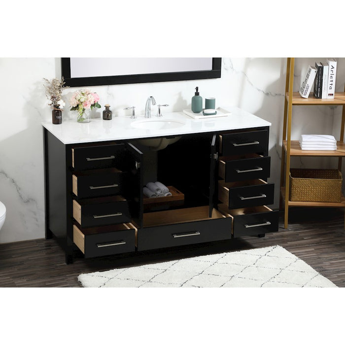 Elegant Kitchen/Bath Irene 60" Single Bathroom Vanity, Black