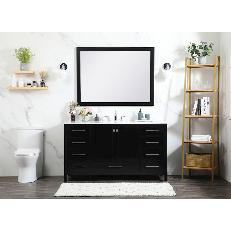 Elegant Kitchen/Bath Irene 60" Single Bathroom Vanity, Black